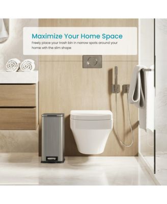 4 Gallon Slim Stainless Steel Kitchen Trash Can with Step Pedal and Soft Close Lid