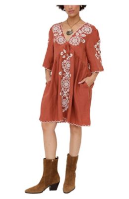 Women's Arabella V- Neck Embroidered Mini Dress