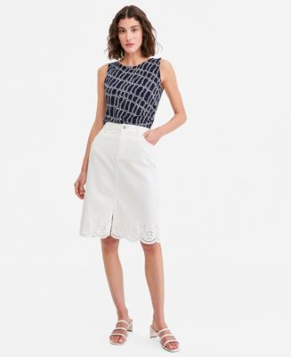スカート draw drawers Eyelet Knit Pajama Skirt Jones New York Women's Eyelet Embroidered Pencil Skirt - Macy's