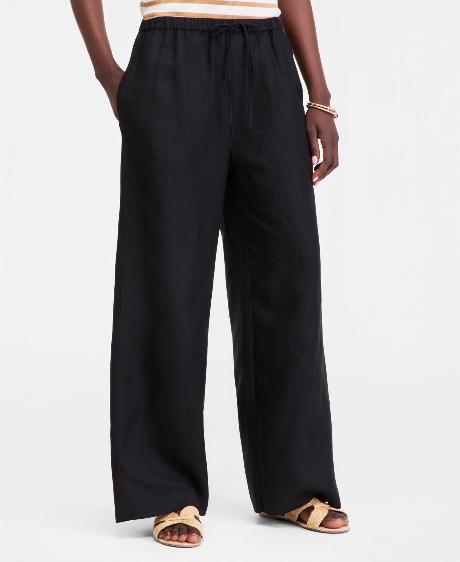 Women's Linen-Blend Drawstring Pants