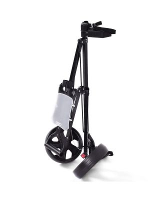 Folding 2 Wheel Push Pull Golf Club Cart Trolley Swivel