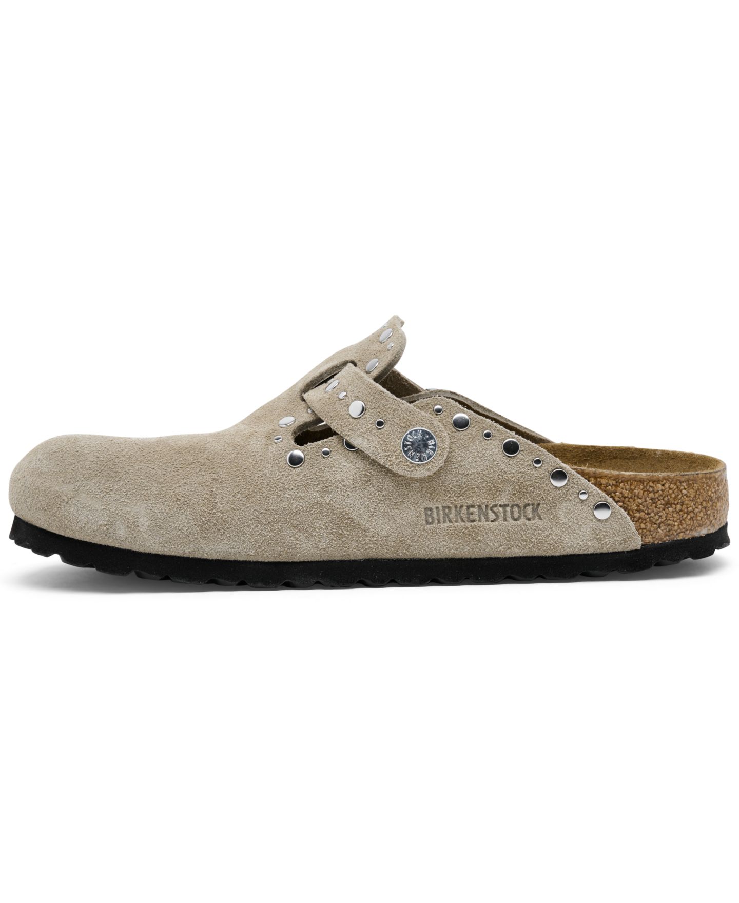 Женские сабо Birkenstock Boston Rivets Suede Leather, цвет: Серо-коричневый — фото 3