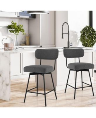 25 Inch 2-Piece Modern Upholstered Bar Stools with Back and Footrests