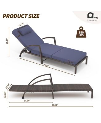 Patio Furniture Outdoor Wicker Chaise Lounge Chair with Arms