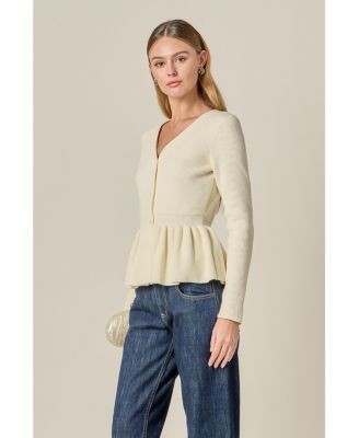 Women's Peplum Knit Long Sleeve Vest