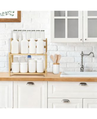 3-Tier Wooden Countertop Organizer Shelf for Kitchen Spice Bathroom Makeup Storage