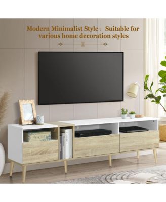 Modern 80" TV Stand cabinet with 3 Drawers & Open Shelves