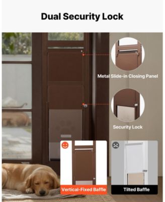 Sliding Glass Dog Door Adjustable Height 75 7/8" to 80 11/16" with 10 1/4" x 16 1/4" Flap