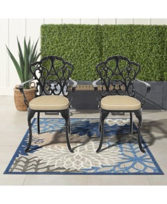 2 Piece Cast Aluminum Bistro Chairs Patio Dining Chair with  Frame