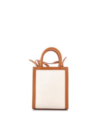 Mini Vertical Cabas Tote Canvas with Leather