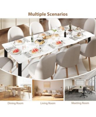 Dining Table for 6-8, Irregular Edge Wood Look, Metal Frame