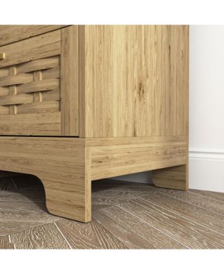 Modern 6 Drawer Dresser Engineered Wood Cabinet Handle Free for Bedroom Living Room Closet