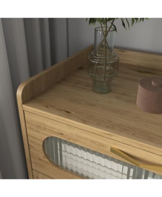 Modern 6 Drawer Dresser Engineered Wood Cabinet Handle Free for Bedroom Living Room Closet