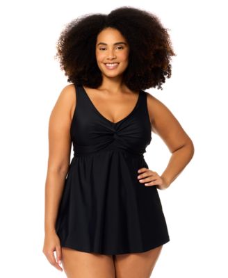 Plus Size Lucia V-Neck One-Piece Swim Dress