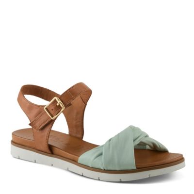 Nihira Women's Flat Sandal with Tubular Leather Upper