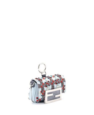 Nano Chain Baguette Charm Bag Embellished Denim