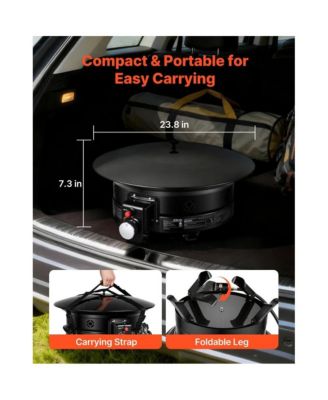 24 Inch Propane Fire Pit 53000 BTU with Grill Grate