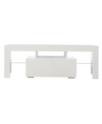 Led Tv Stand for 55 Inch TV, 51.18" Entertainment Center with Glass Shelves and Storage Drawer for Living Room and Bedroom