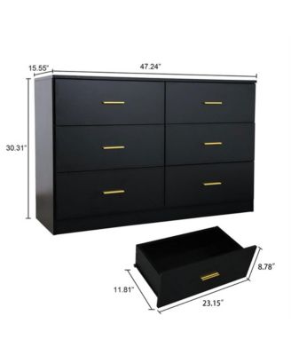 6 Drawer Wood Modern Chest of Drawers with Ample Storage