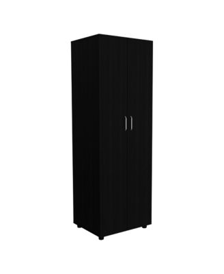Slim Armoire for Bedroom with 2 Shelves Hanging Rod Double Door