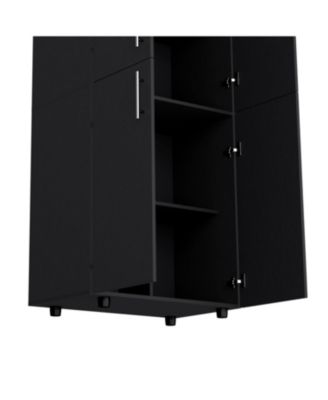 Hazel Armoire Melamine with Two Doors Four Shelves and Two Clothes Hanging Bars Bedroom Storage Organizer