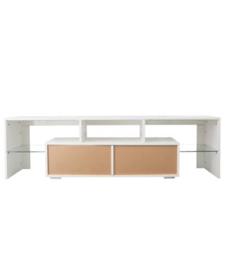 Led Tv Stand for 55 Inch TV, 51.18" Entertainment Center with Glass Shelves and Storage Drawer for Living Room and Bedroom