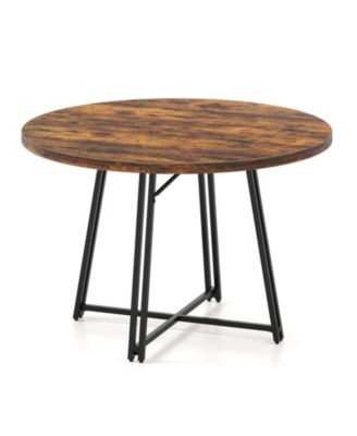 47 Inch Dining Table for 4-6 People Round Kitchen Table with Cross Base