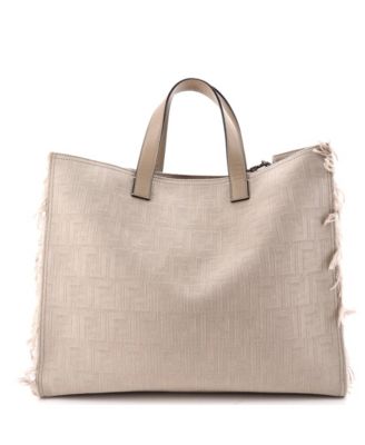 Large Logo Shopper Tote Fringe Canvas