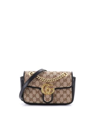 Mini GG Marmont Flap Bag Diagonal Quilted GG Canvas with Leather