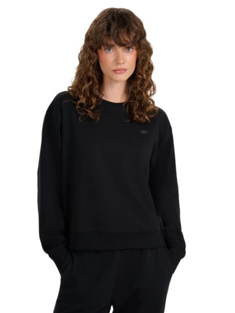 Женское худи 4F Pullover Basic Sweatshirt Without Hood, цвет: Глубокий чёрный