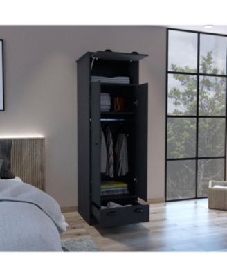 Armoire with 1 Drawer 1 Hinged Drawer Handles Hanging Rod