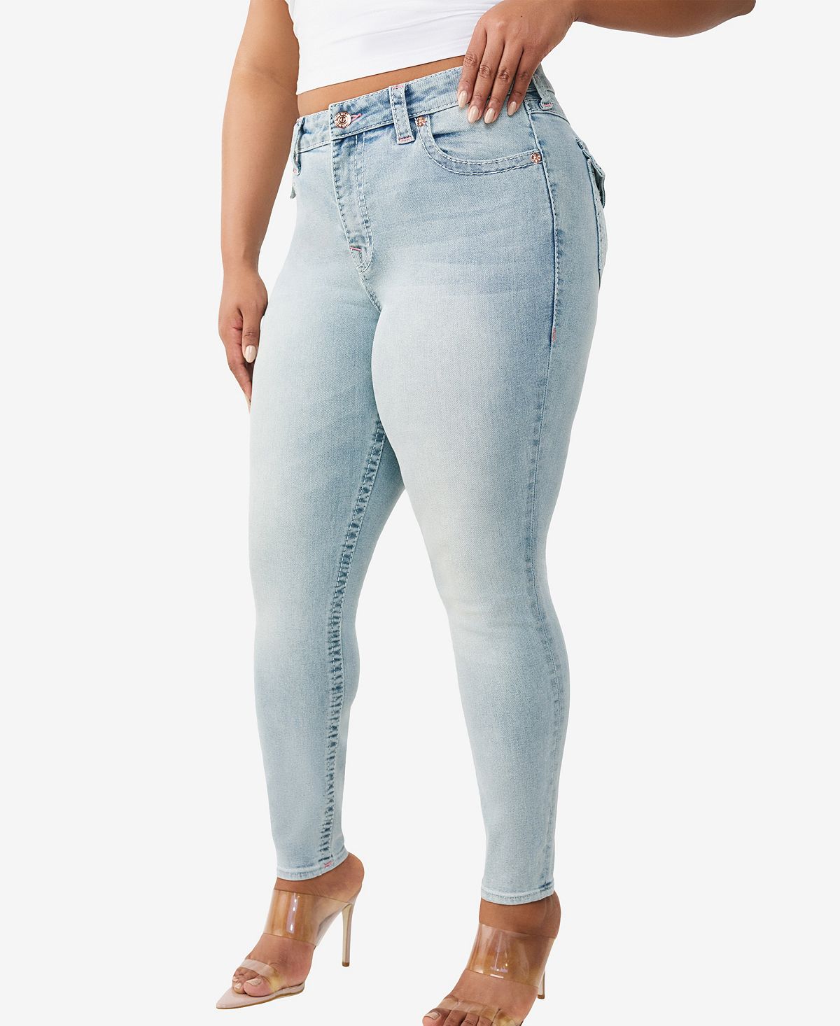 True Religion Plus Size Mid-Rise Skinny Big T-Flap Jeans view 2 — MAYCSS fashion products