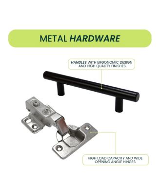 Tolleson 3-Door Tall Wardrobe Armoire 4 Shelves Hanging Rod Freestanding Storage