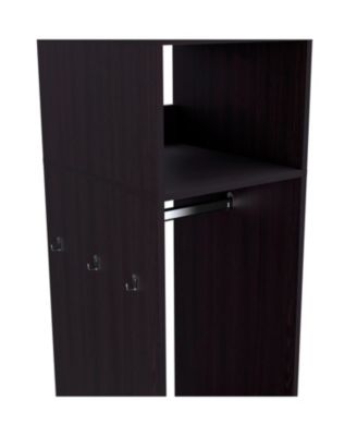 63inch Armoire with 3 Shelves 1 Mirror 4 Wheels Storage Cabinet