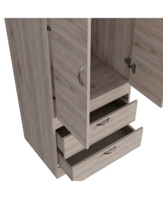 Armoire One Large Cabinet Two Drawers Bedroom Storage Organizer with Hanging Rod