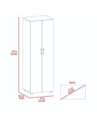 Armoire Organizer 70.8 Inch High with Two Shelves Hanging Rod and Double Door Cabinet