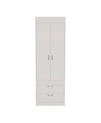 Taranto Armoire Finish with Double Door Cabinet Two Drawers and Hanging Rod