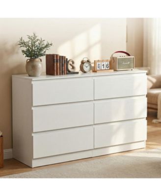 6 Drawer Transitional Dresser Rolling Cabinet for Bedroom Home Furniture With Spacious Drawers Easy Assembly.
