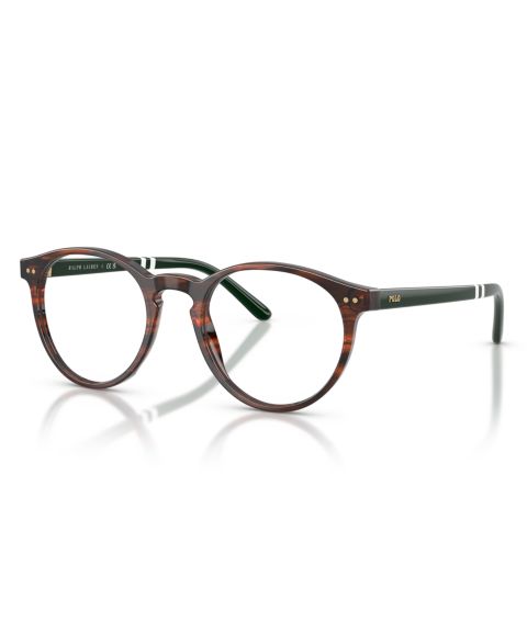 Мужские очки Polo Ralph Lauren Man Round Plastic PH2297 Eyeglasses, цвет: Блестящий полосатый коричневый