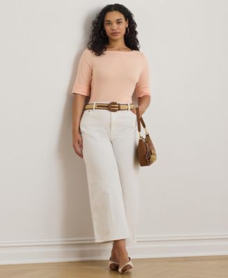 Plus Size Cotton Boatneck T-Shirt