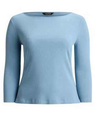 Plus Size Rib-Knit Boatneck T-Shirt