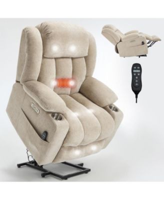 Recliner Chair with 8-Point Vibration Massage and Lumbar Heating, USB and Type-C Ports, Stainless Steel Cup Holders