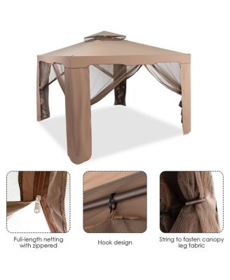 10'x 10' Canopy Gazebo Shelter W/Mosquito Netting Outdoor Patio