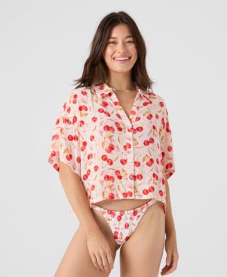 Women's Cropped Swim Cover-Up Shirt