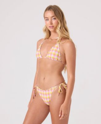 Women's Printed Mini Tiki Tri Halter Swim Bikini Top