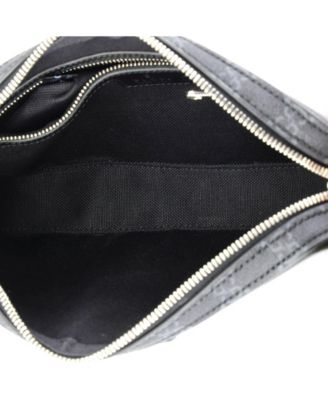 Small Crossbody Camera Bag Leather and GG Coated Canvas