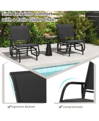 Rocking Chair w/ Study Metal Frame Comfortable Single Glider Patio Chair