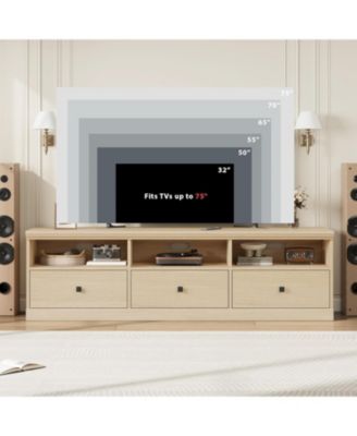 TV Stand for in TV, Entertainment Center with Storage Drawer, Mid-Century Modern TV Console with Open Shelves