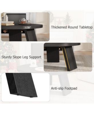 335" Round Coffee Table, Modern Circle Center Table with Inclined Legs, Accent Cocktail Tables for Living Room, Bedroom, Easy Assembly