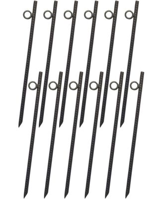 12pcs 3 Eighths x 18 Inch Steel Rebar Stakes with 1 Inch Loops Heavy Duty Angled Ends Ground Stakes for Tents Canopies Campsites
